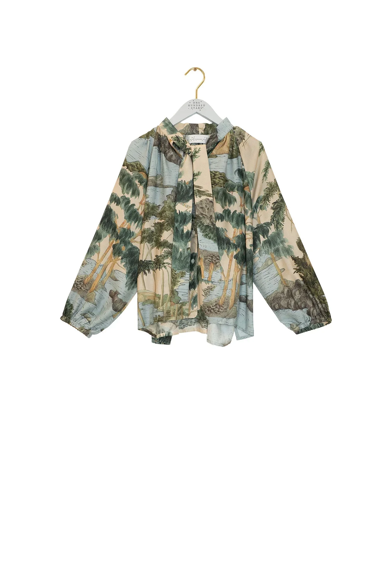 Rivers and Trees Natural Pussy Bow Blouse S/M - Image 2