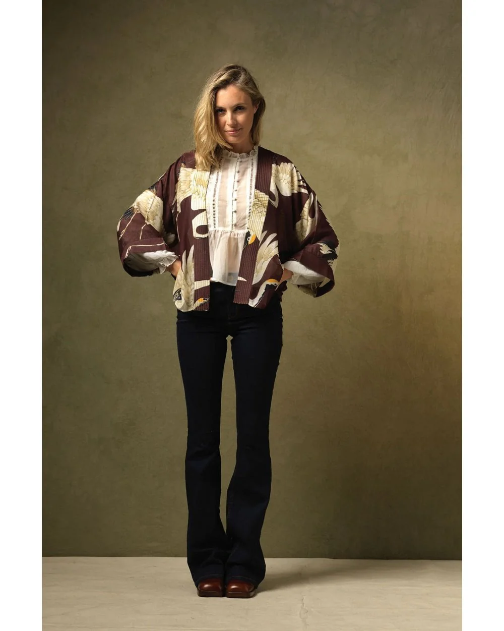 Stork Burgundy Kimono - Image 2