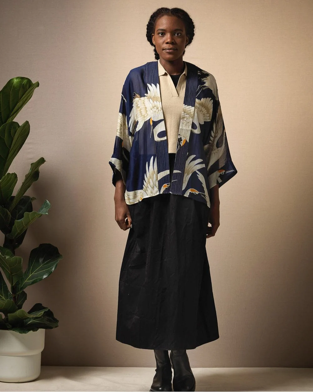 Stork Navy Kimono - Image 4