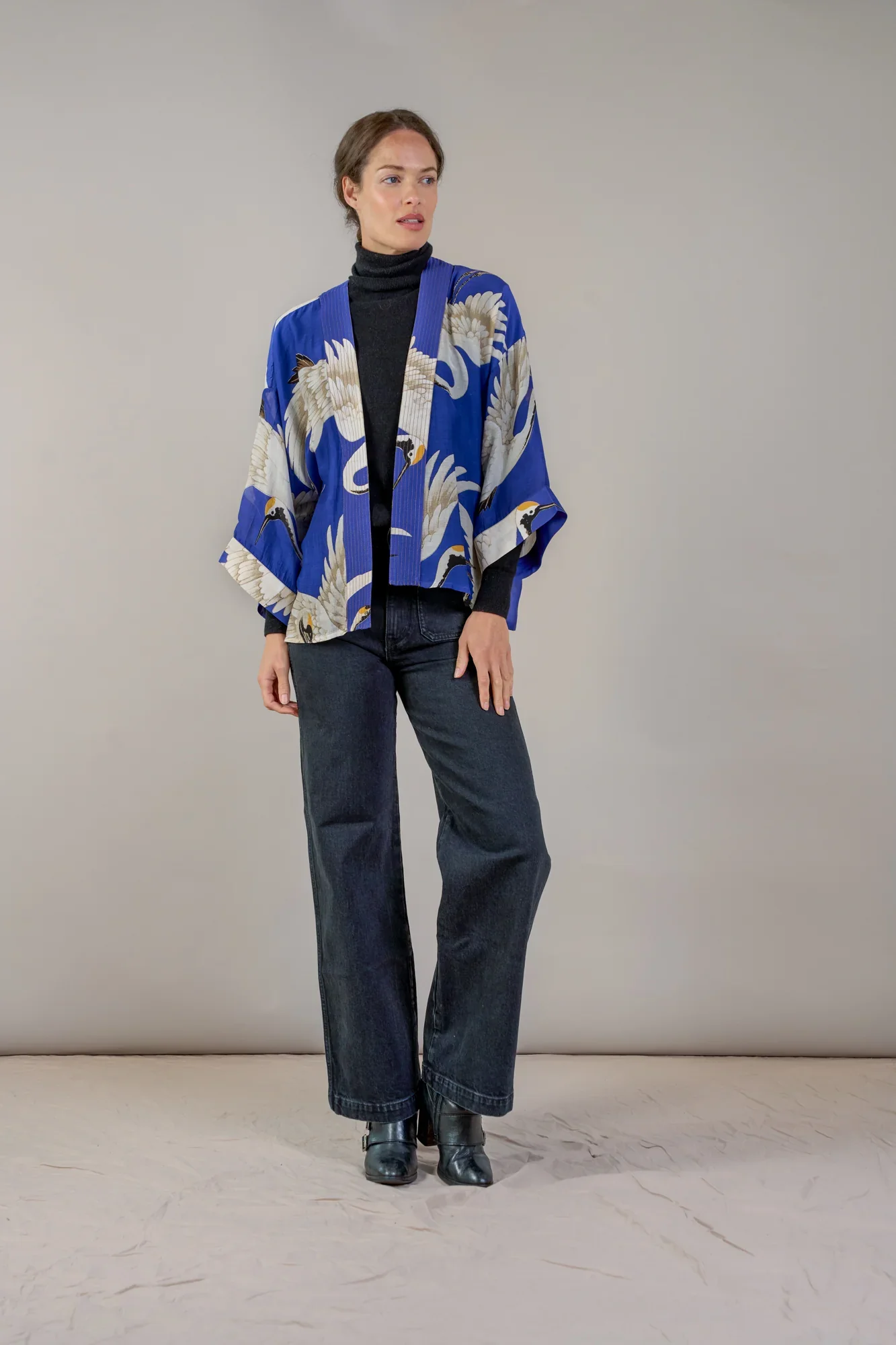 Stork Royal Blue Kimono - Image 4