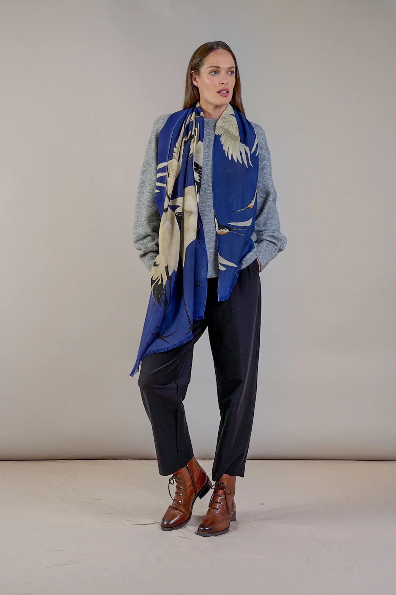 Stork Royal Blue Wool Scarf - Image 2