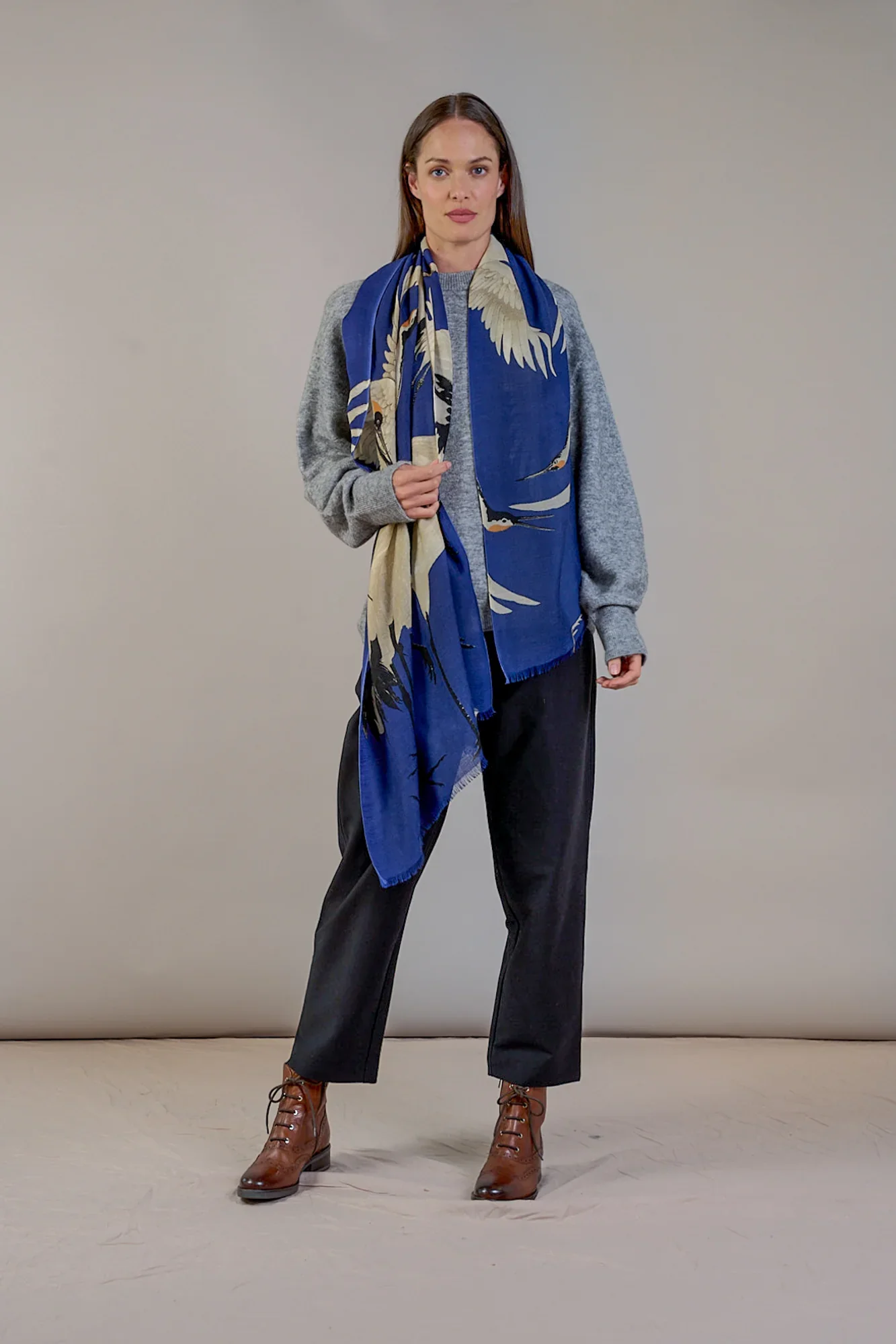 Stork Royal Blue Wool Scarf - Image 3