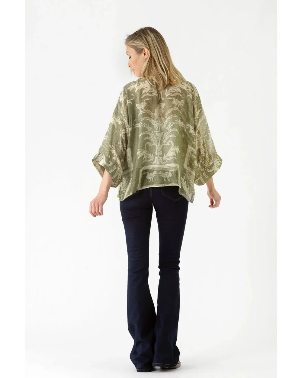 Vintage Damask Sage Kimono - Image 3
