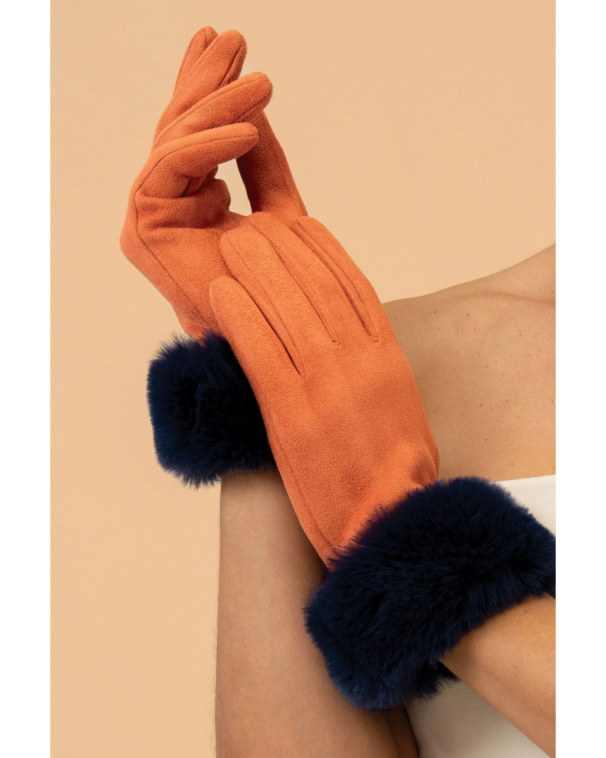 Bettina Faux Suede/Faux Fur Gloves - Image 2