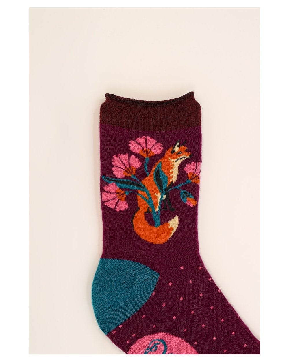 Fox in a Meadow Ankle Socks - Grape - Image 3