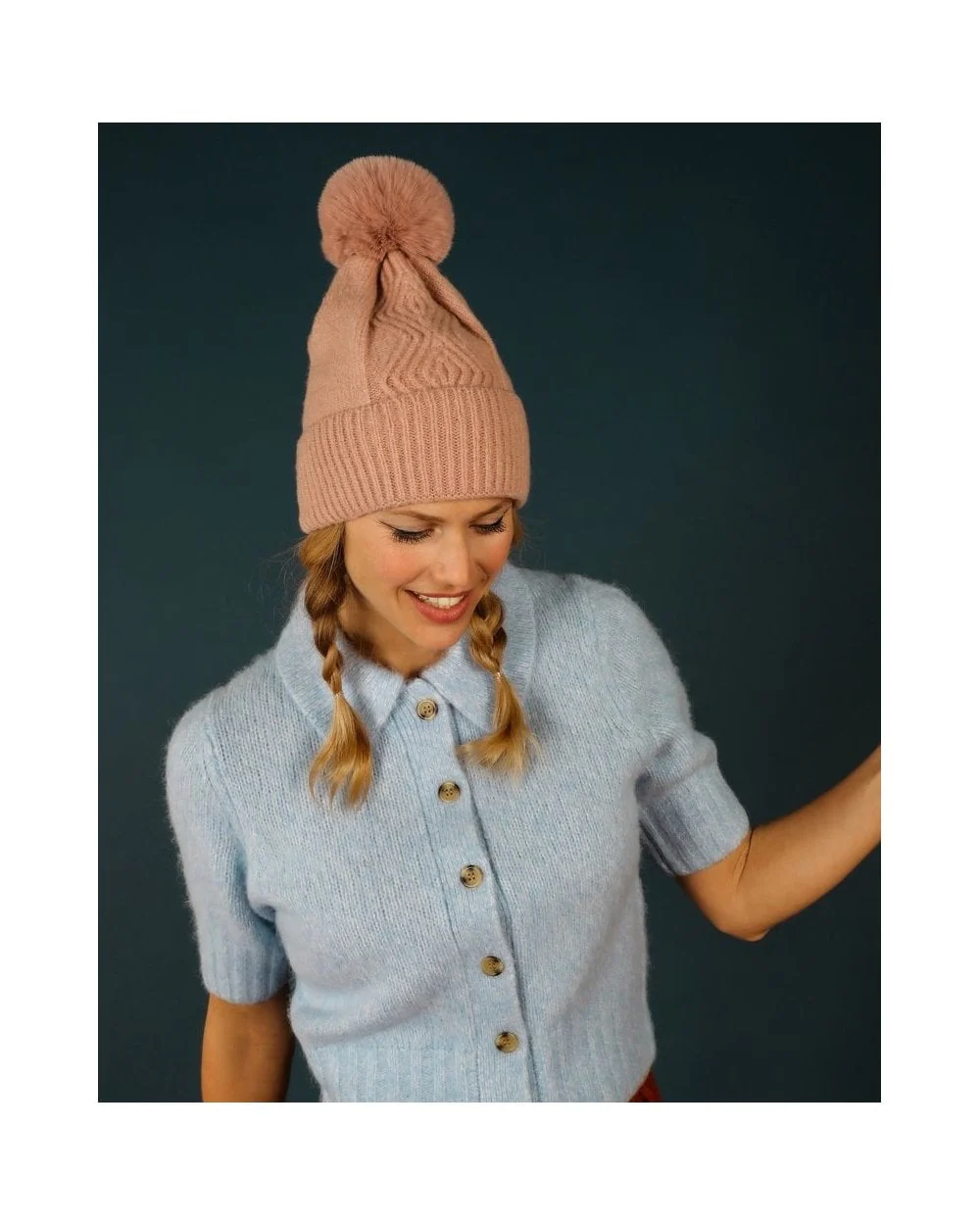 Ingrid Pompom Hat in Petal - Image 3