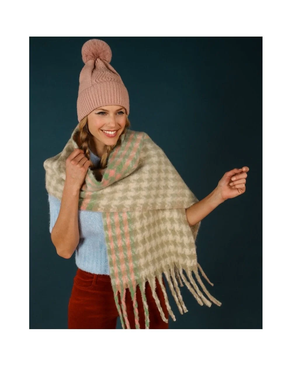Ingrid Pompom Hat in Petal - Image 4