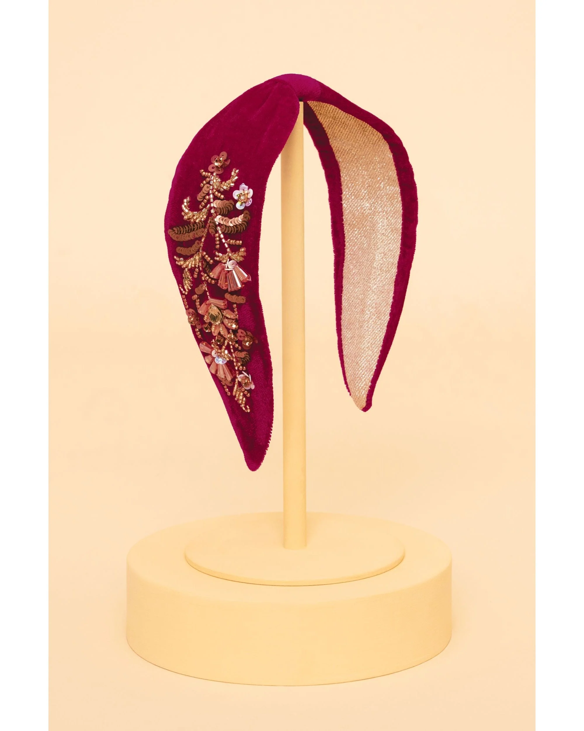 Velvet Embellished Headband - Golden Wildflowers
