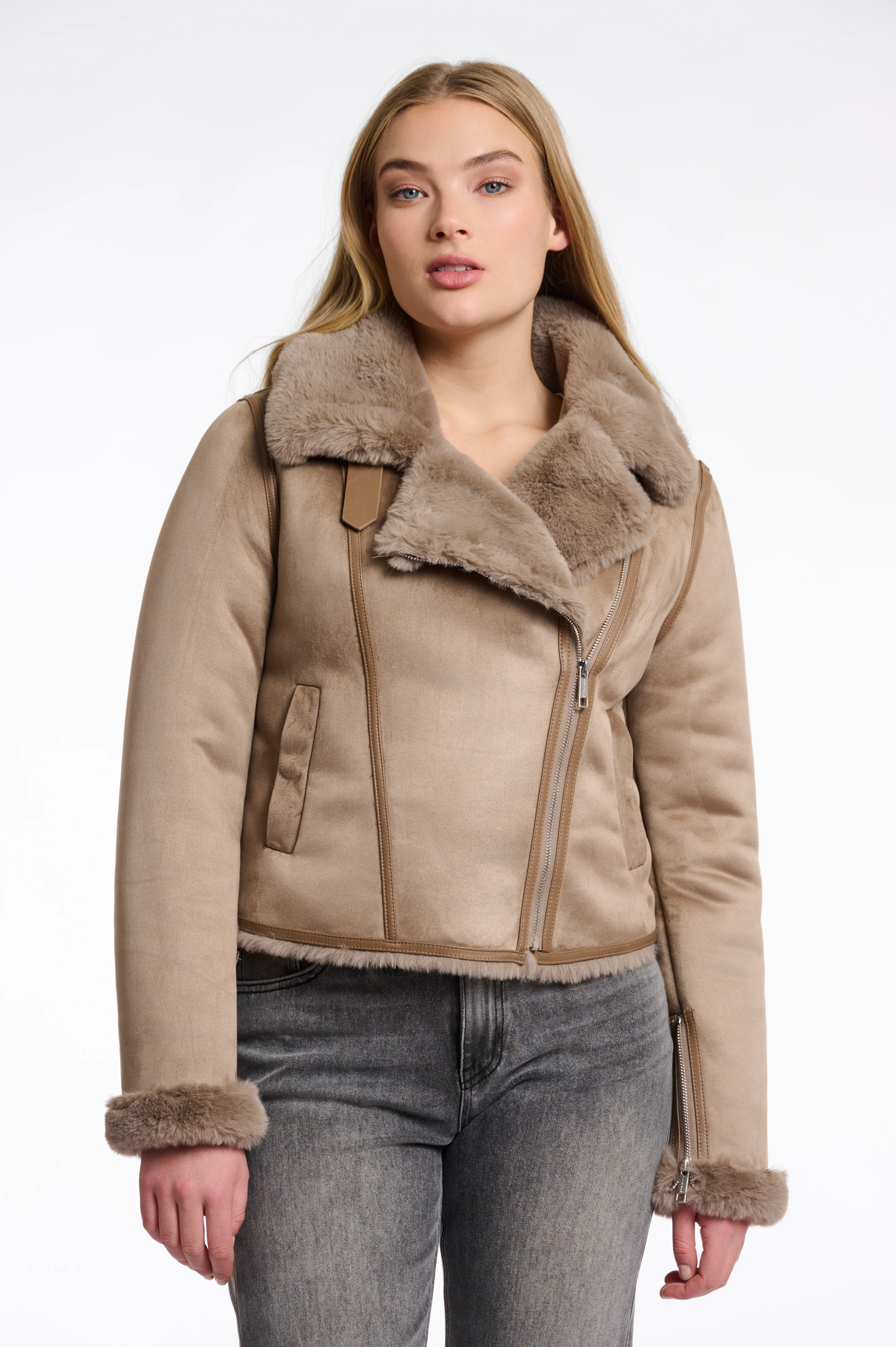Faux fur biker jacket - Image 2