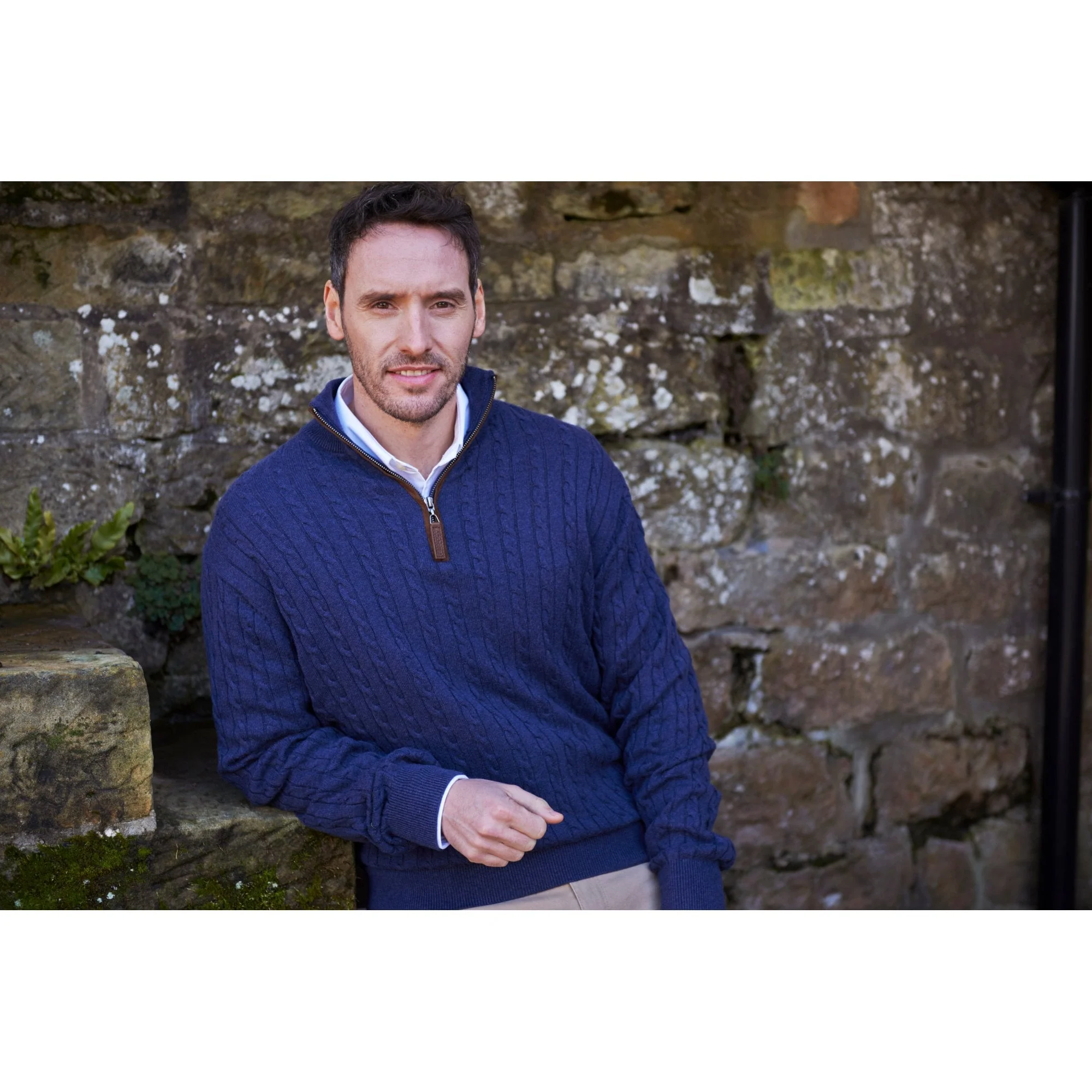 Cotton Cashmere Cable 1/4 Zip Jumper - Image 11