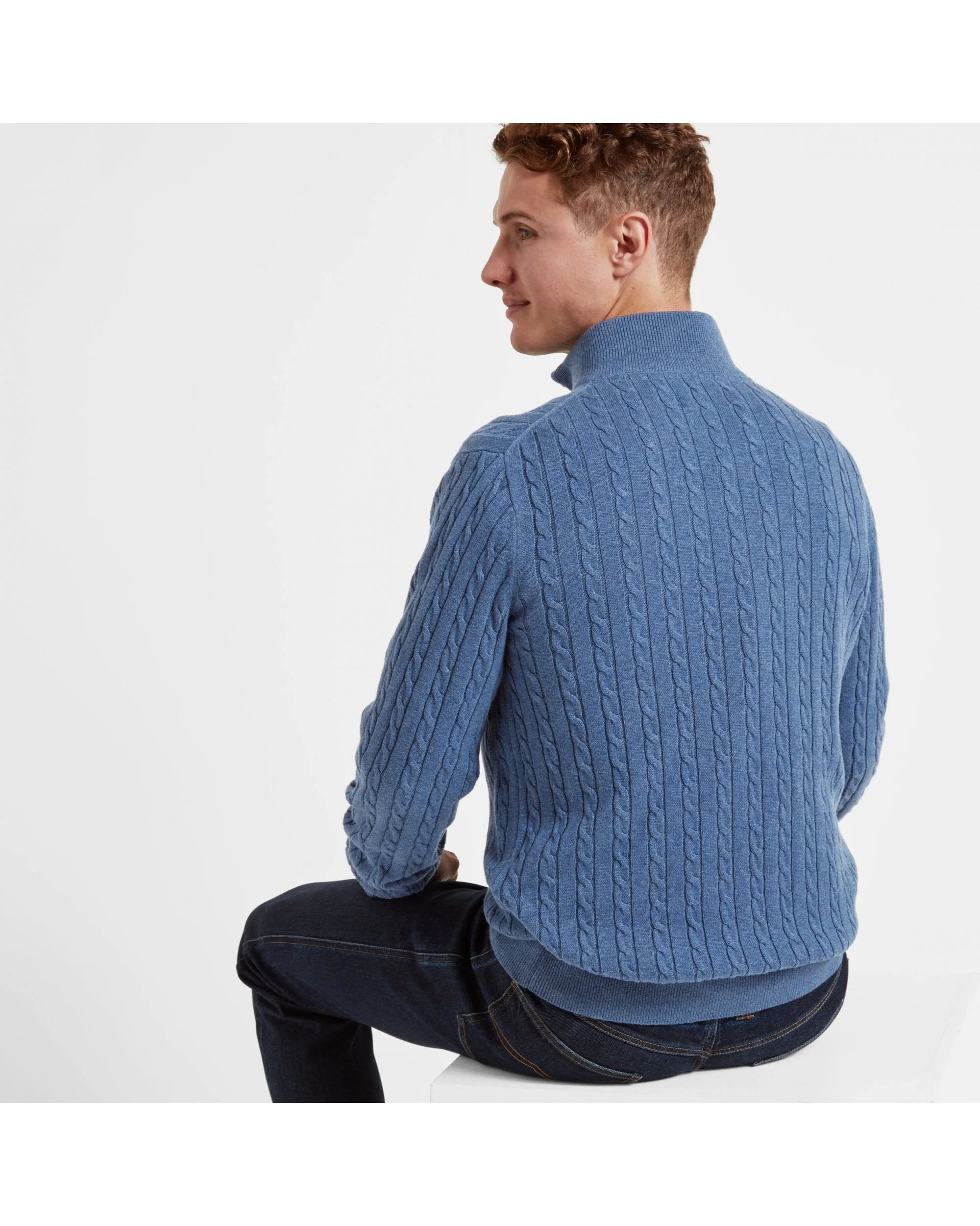 Cotton Cashmere Cable 1/4 Zip Jumper - Image 13