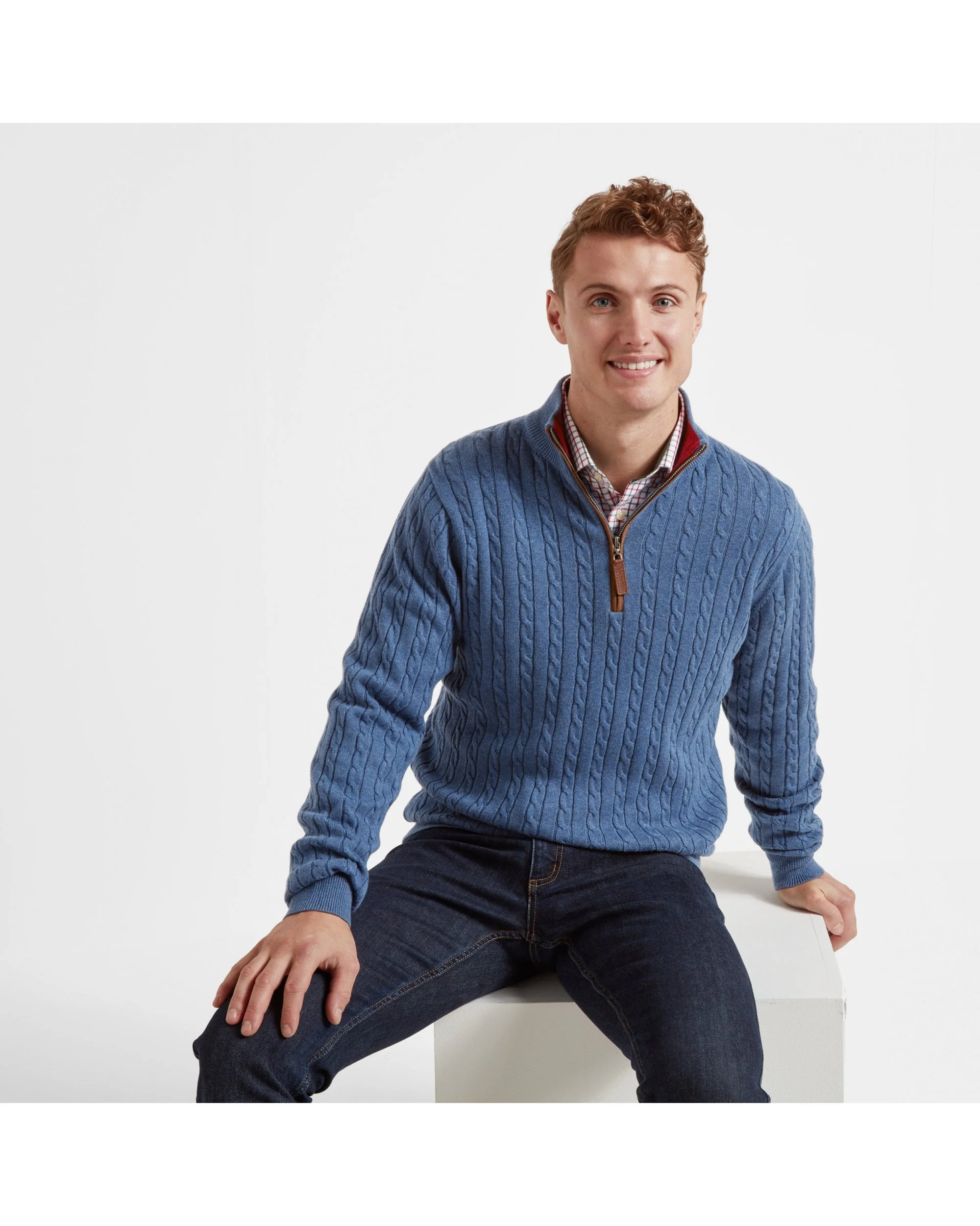 Cotton Cashmere Cable 1/4 Zip Jumper - Image 16