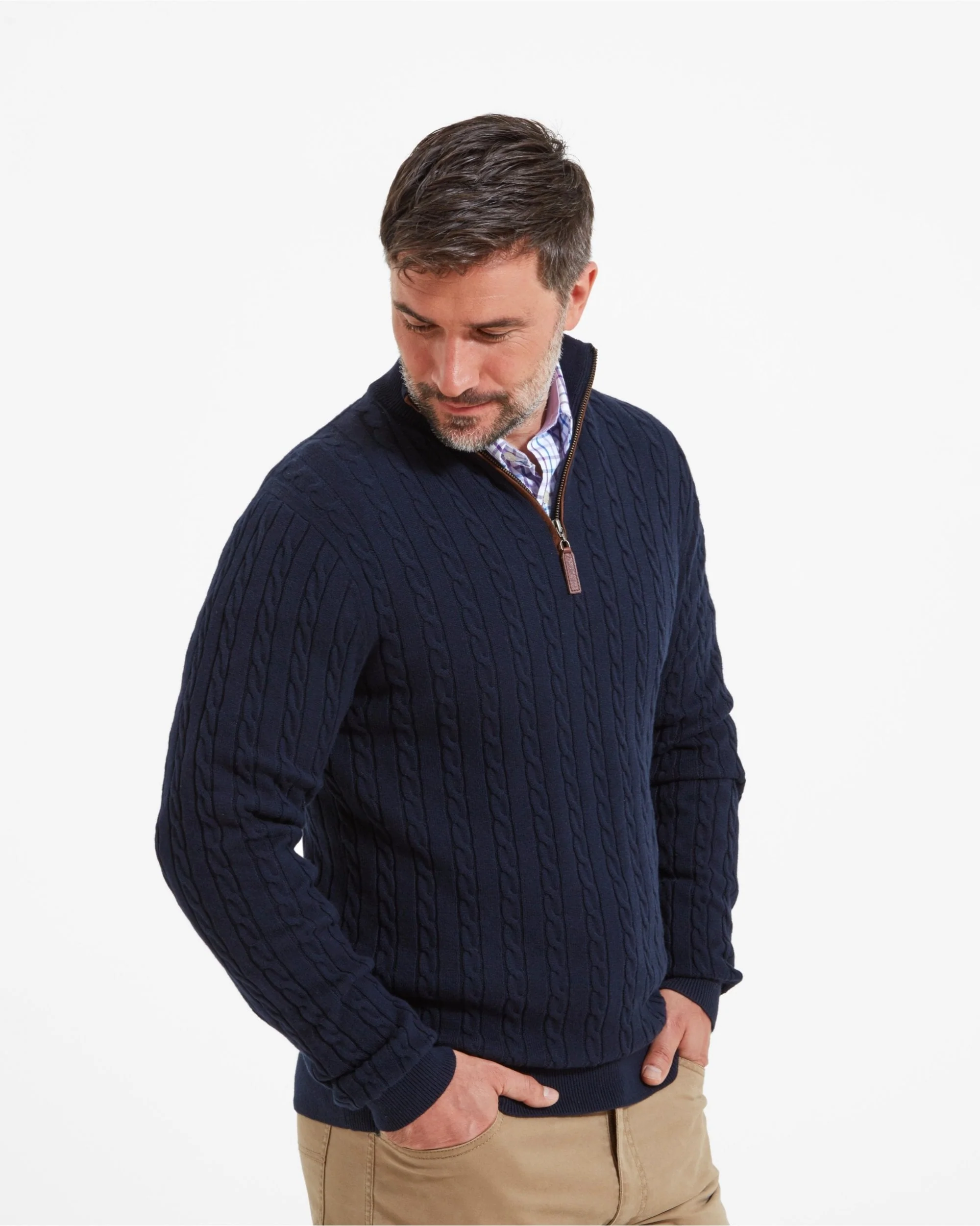 Cotton Cashmere Cable 1/4 Zip Jumper - Image 17