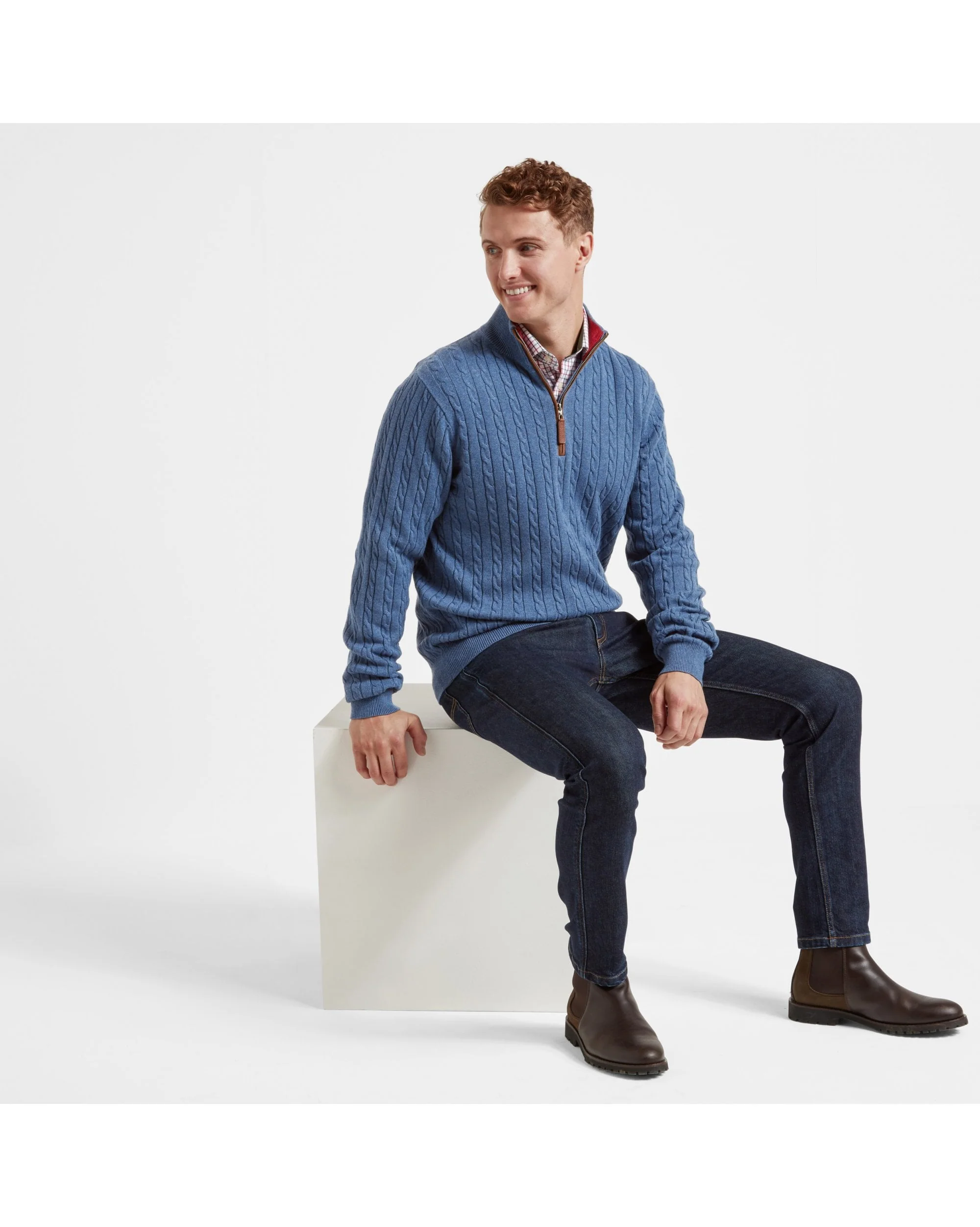Cotton Cashmere Cable 1/4 Zip Jumper - Image 19