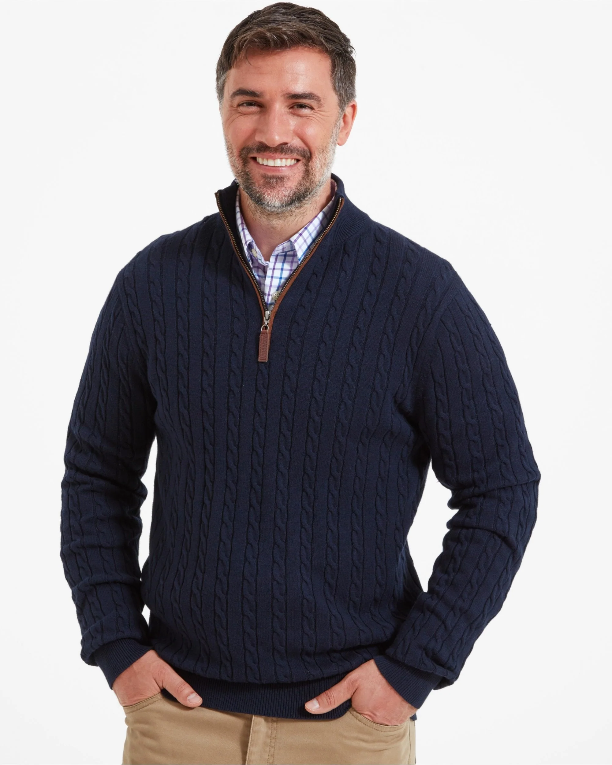 Cotton Cashmere Cable 1/4 Zip Jumper - Image 25