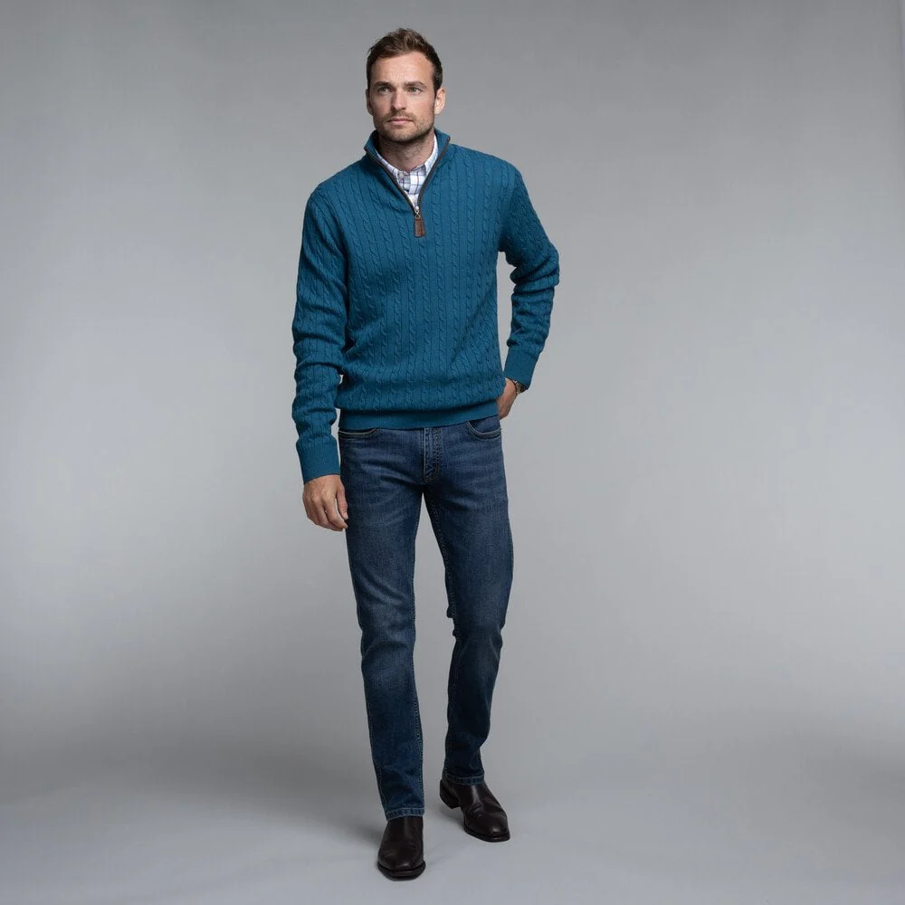 Cotton Cashmere Cable 1/4 Zip Jumper - Image 26