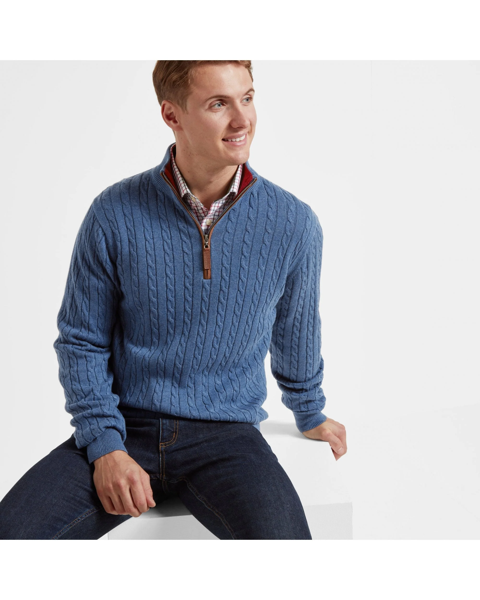 Cotton Cashmere Cable 1/4 Zip Jumper - Image 29