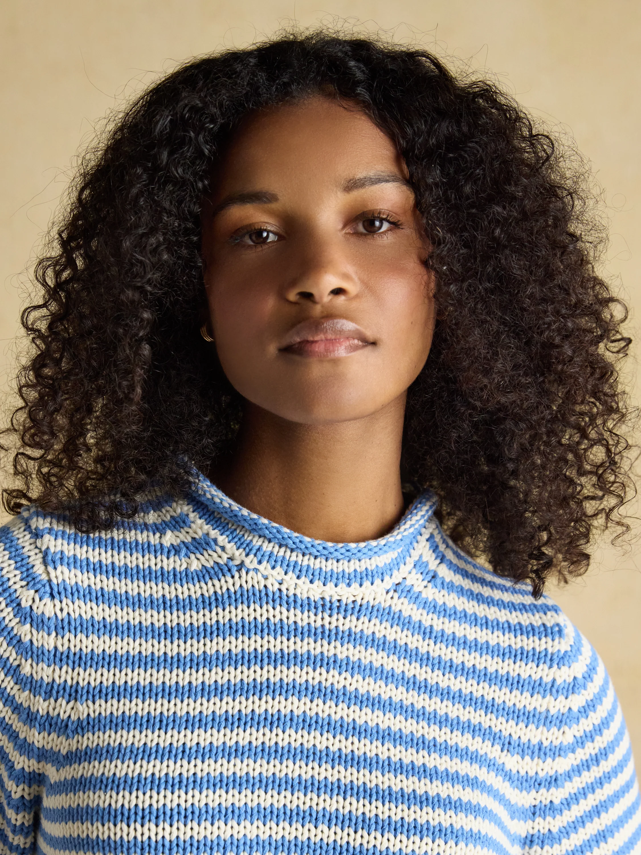 Skye - Blue & White Striped Cotton Crew Neck Jumper - Image 4