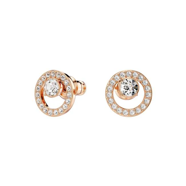Creativity Small Circle Pierced Earrings in Crystal and Rose Gold Plate - Image 4
