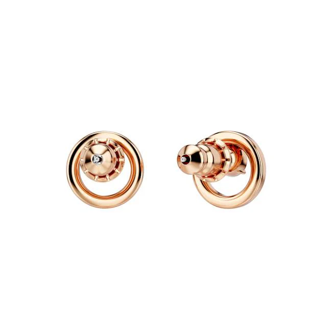 Creativity Small Circle Pierced Earrings in Crystal and Rose Gold Plate - Image 6