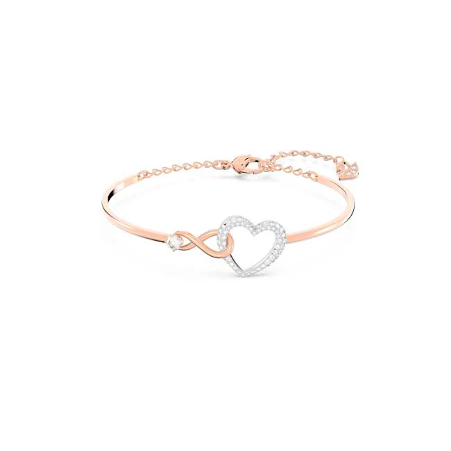 Hyperbola Bangle, Infinity and heart, White, Mixed metal finish - Image 3