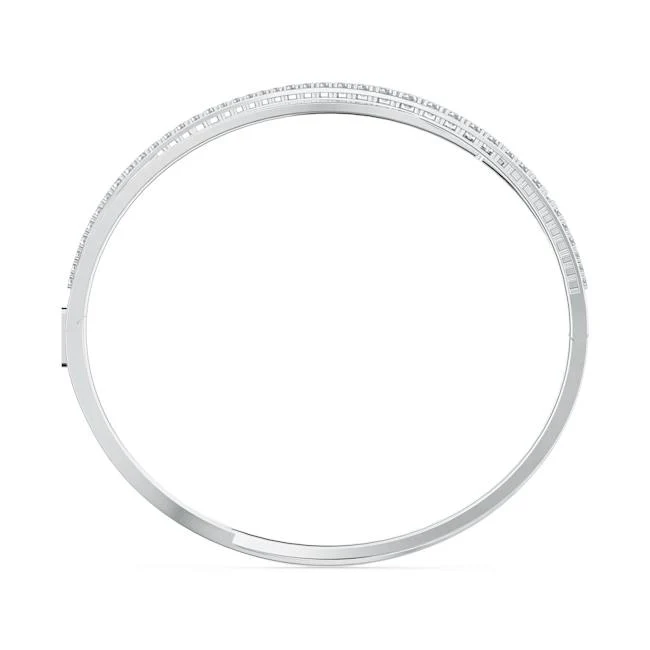 Hyperbola bangle, White, Rhodium plated