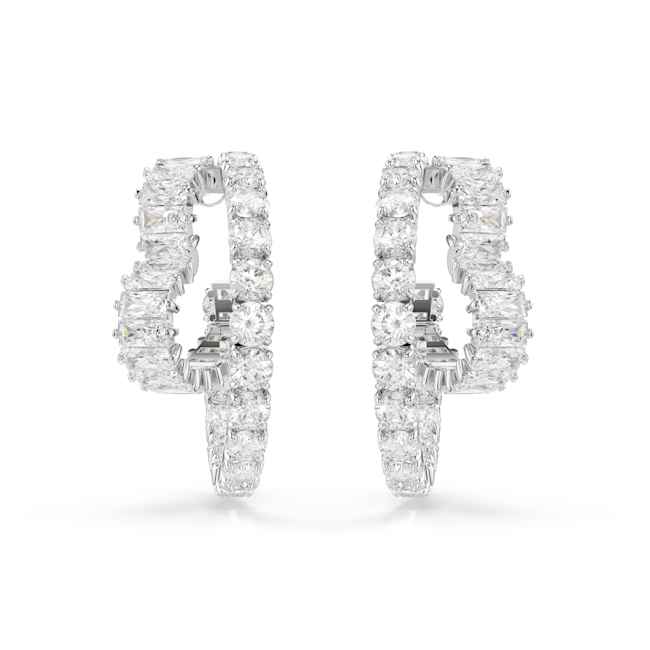 Matrix Hoop Earrings Heart White - Image 3
