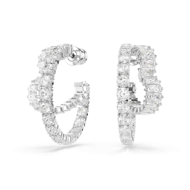 Matrix Hoop Earrings Heart White - Image 4