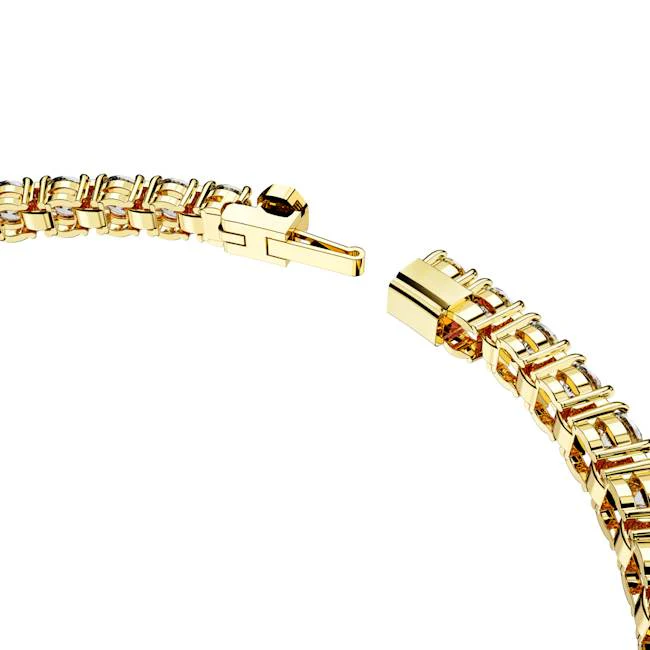 Matrix Tennis bracelet, Round cut, White, Gold-tone plated - Image 2