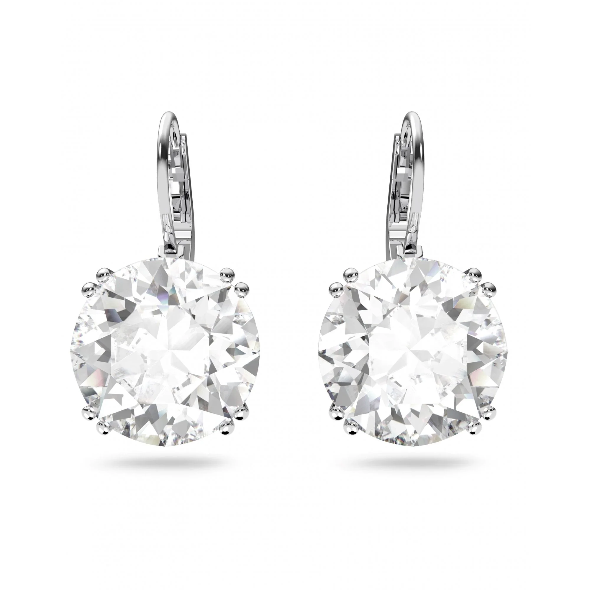 Millenia Round Drop Earrings, Rhodium Plated