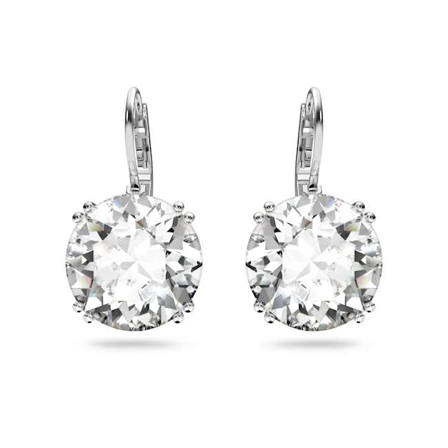 Millenia Round Drop Earrings, Rhodium Plated - Image 3