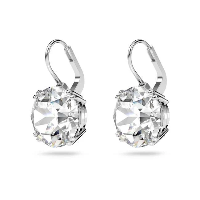 Millenia Round Drop Earrings, Rhodium Plated - Image 4