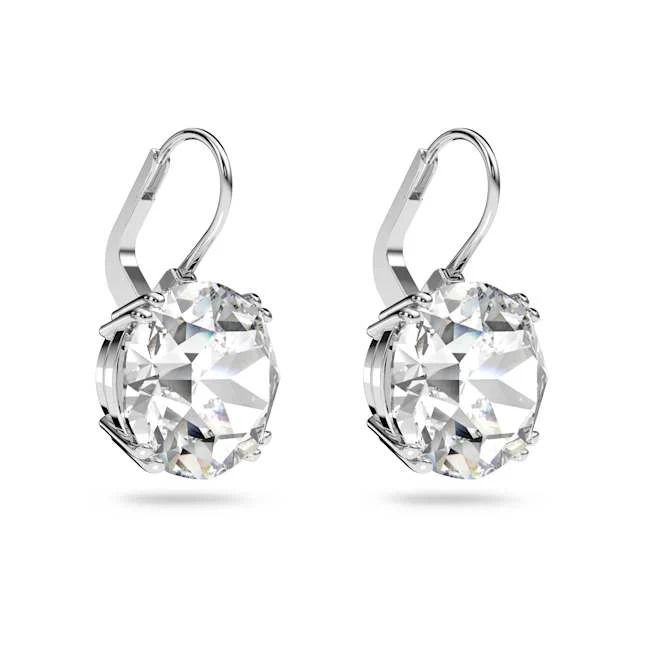 Millenia Round Drop Earrings, Rhodium Plated - Image 5
