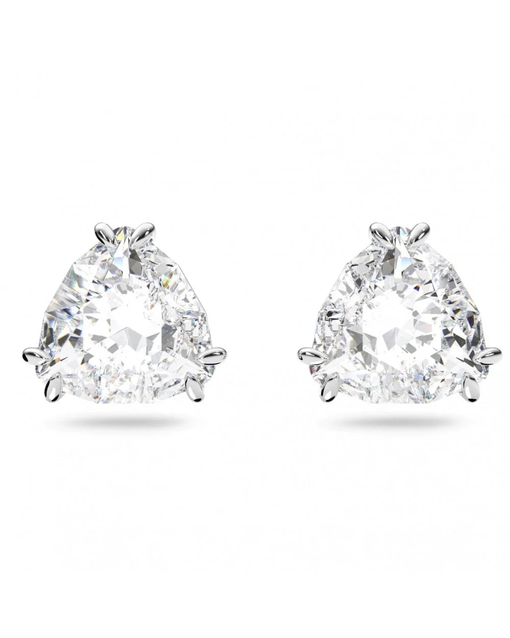 Millenia Trilliant Cut Stud Earrings - Rhodium Plated