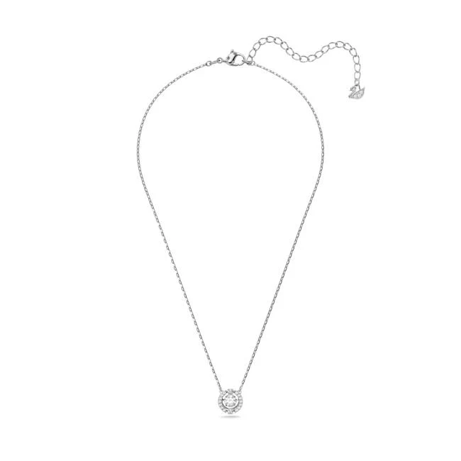 Sparkling Dance Round Silver Necklace in Clear Crystal - Image 2