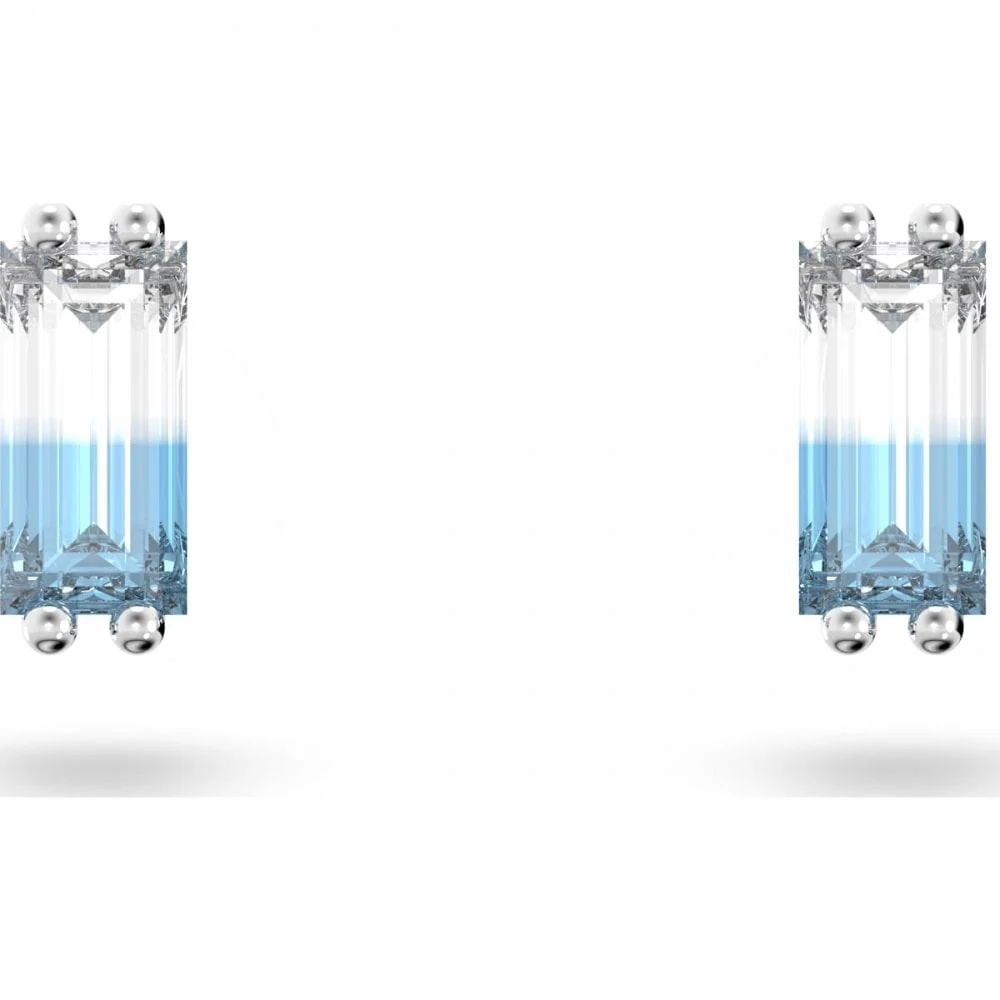 Stilla stud earrings, Blue, Rhodium plated
