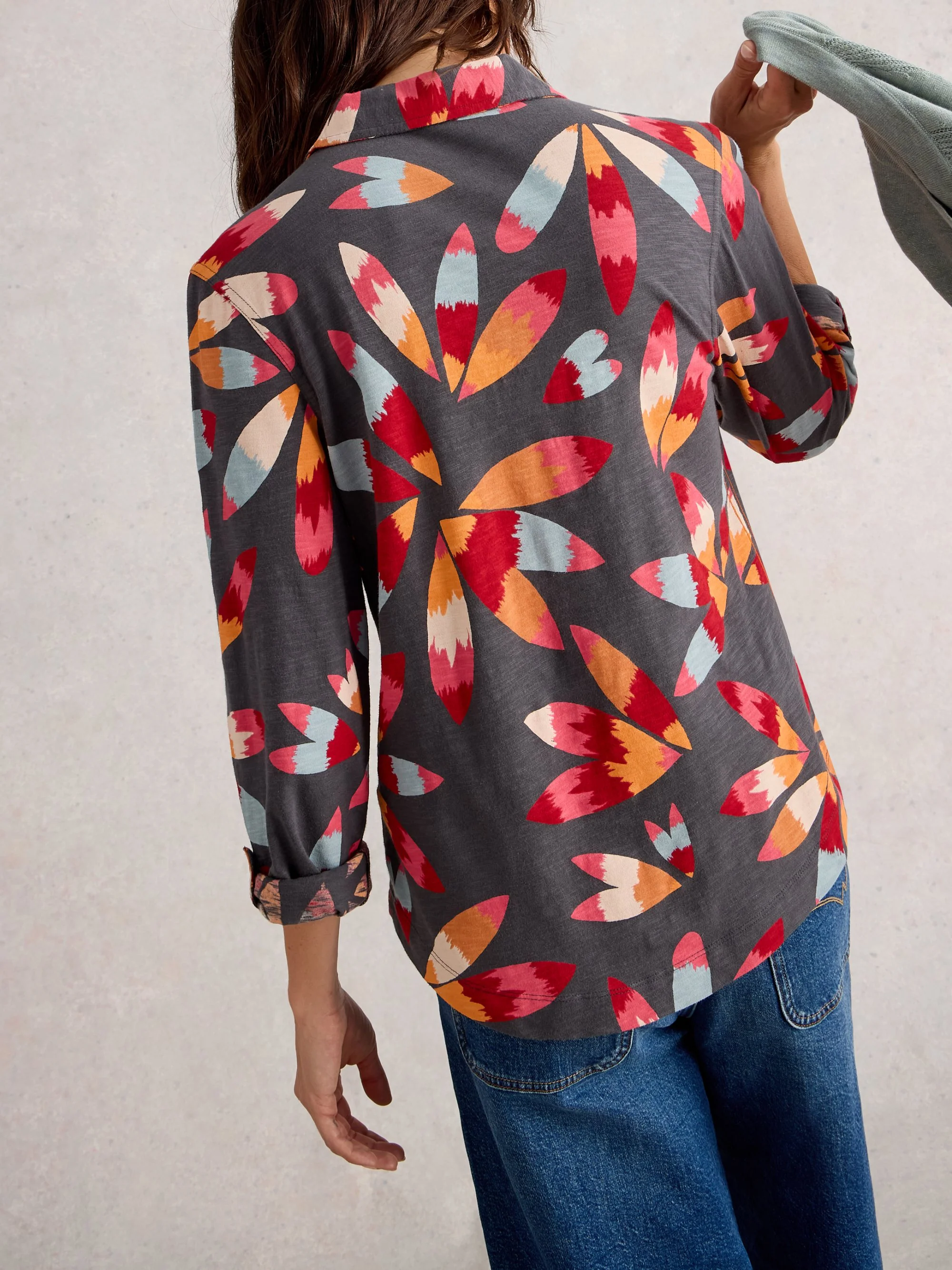 ANNIE JERSEY COLLARED MID LENGTH SHIRT - Image 4