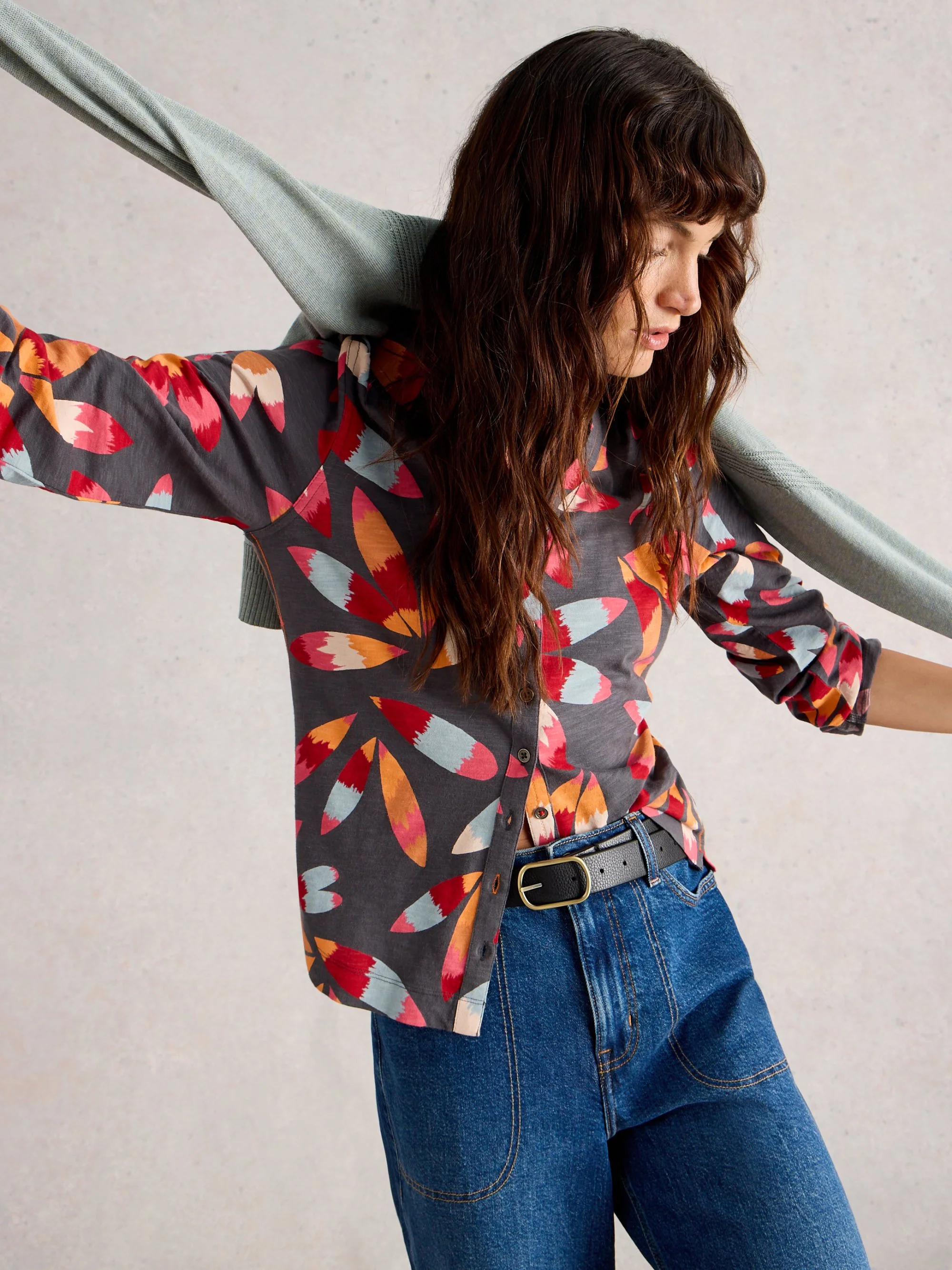 ANNIE JERSEY COLLARED MID LENGTH SHIRT - Image 7