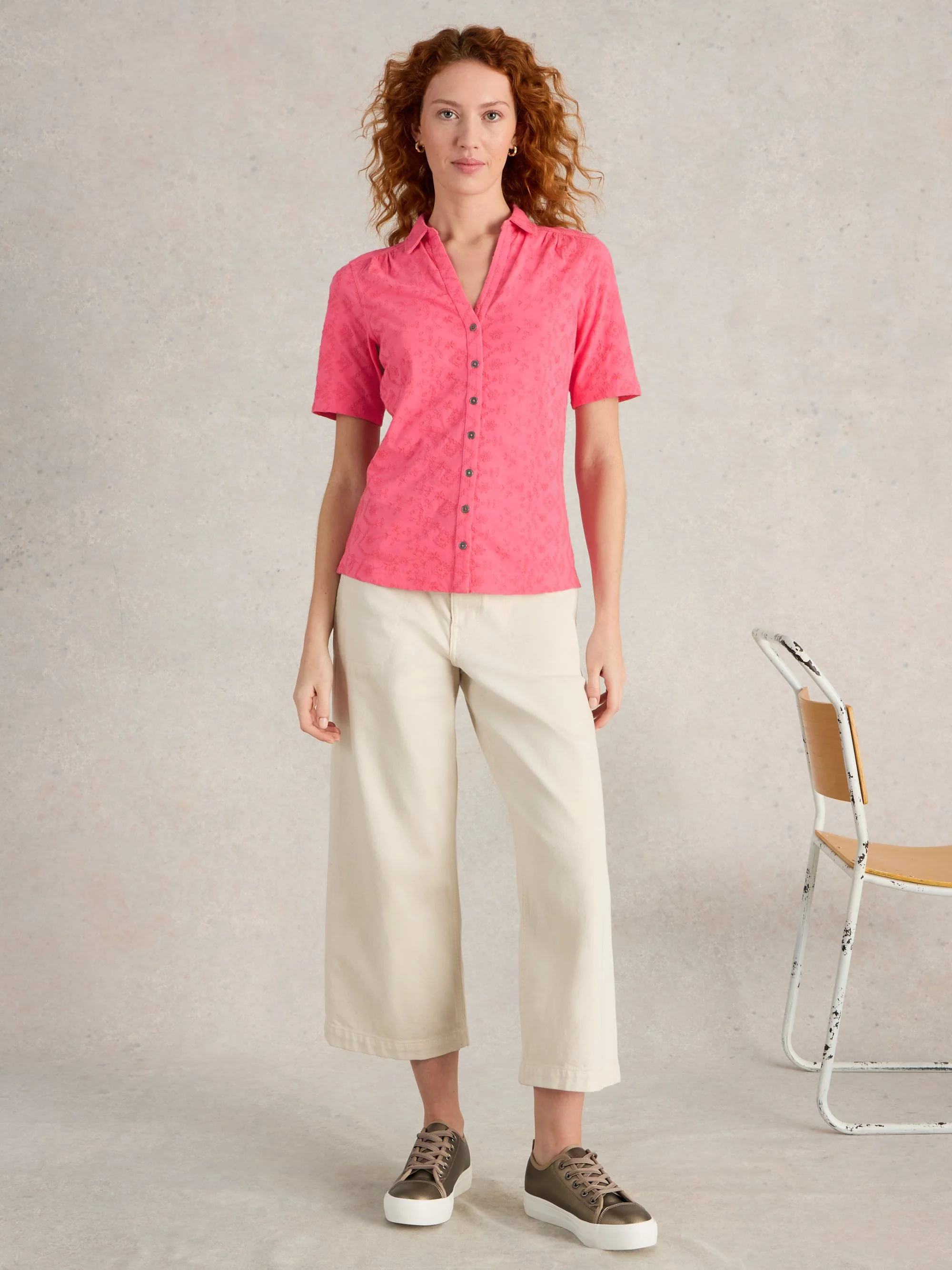 Annie Short Sleeve Broderie Shirt - Image 6