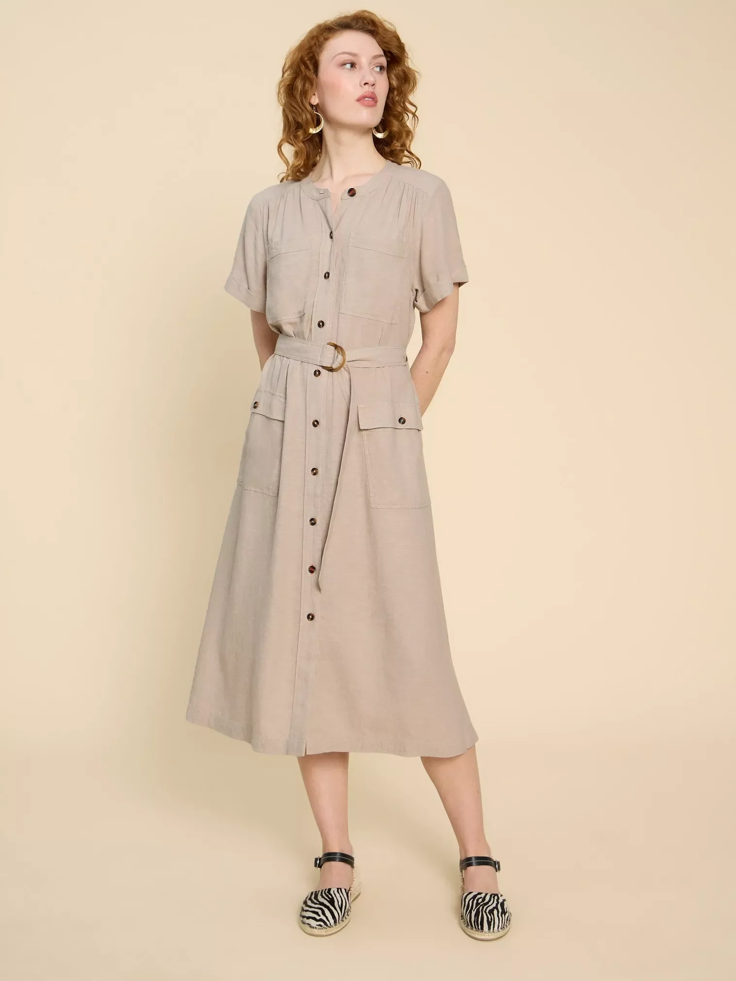 Hazel Linen Blend Shirt Dress