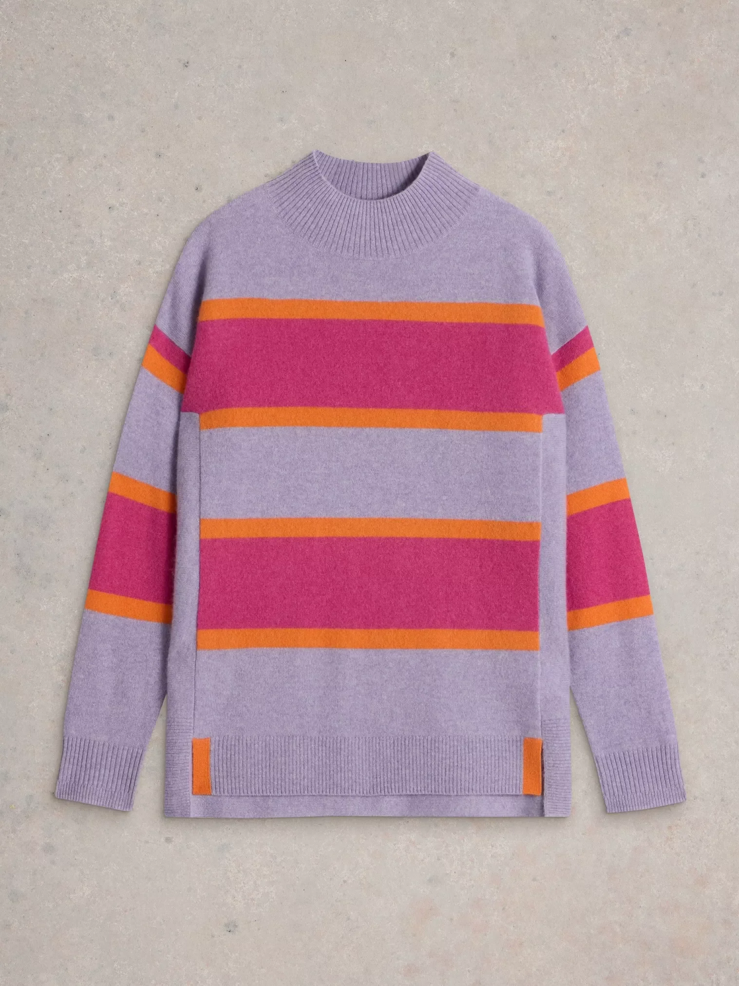 Holly High Neck Striped Cashmere Jumper - Image 4