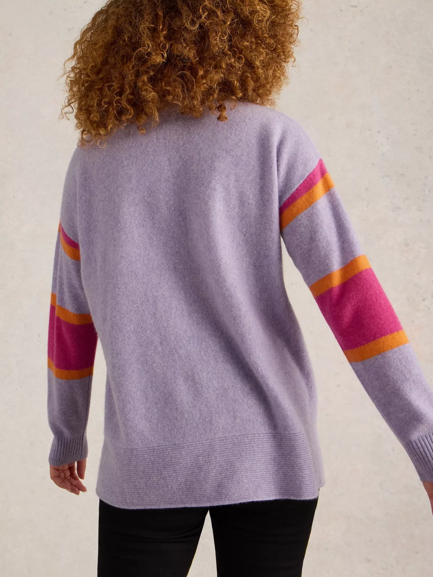 Holly High Neck Striped Cashmere Jumper - Image 5