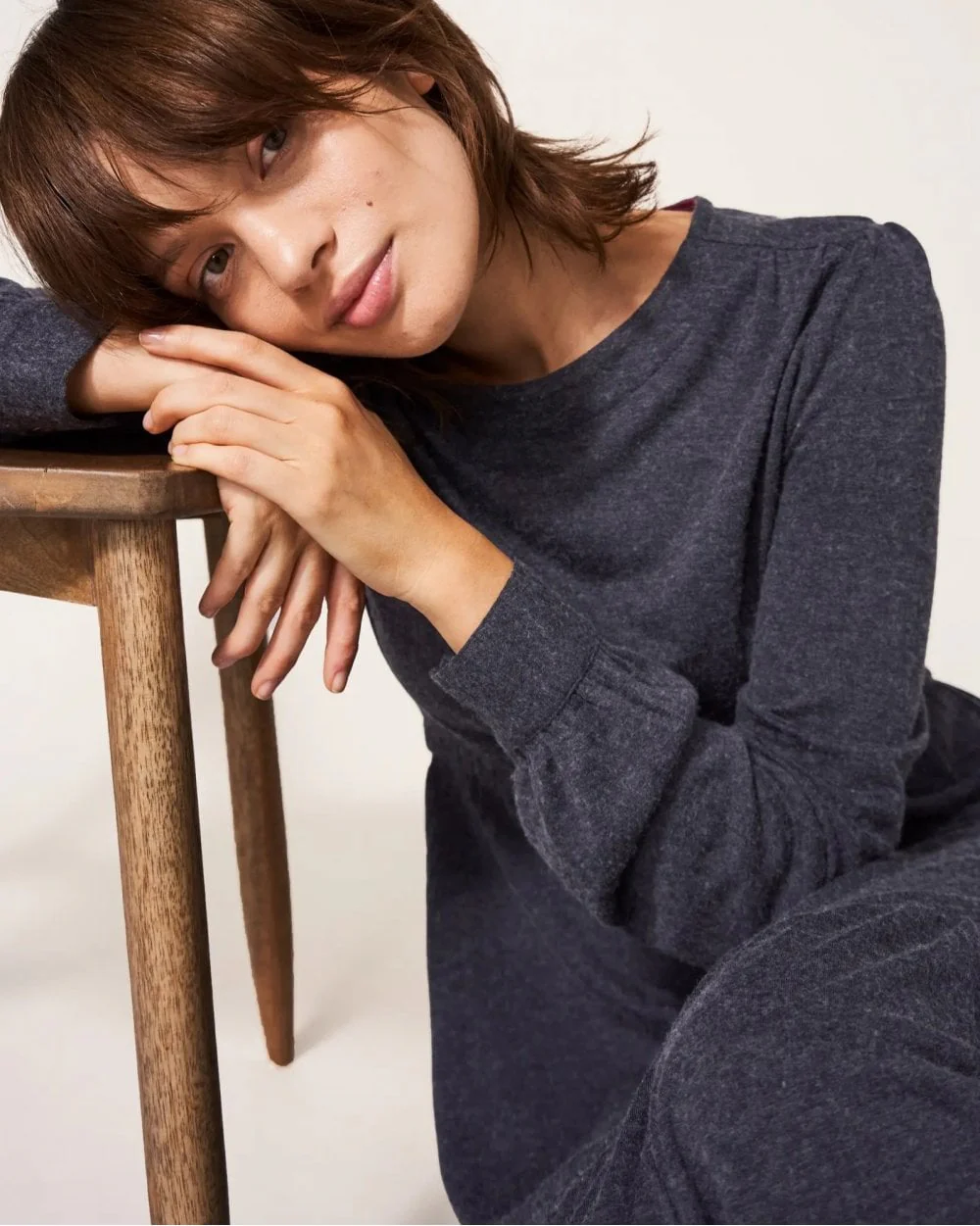 Olive Wool Mix Jersey Dress - Image 3