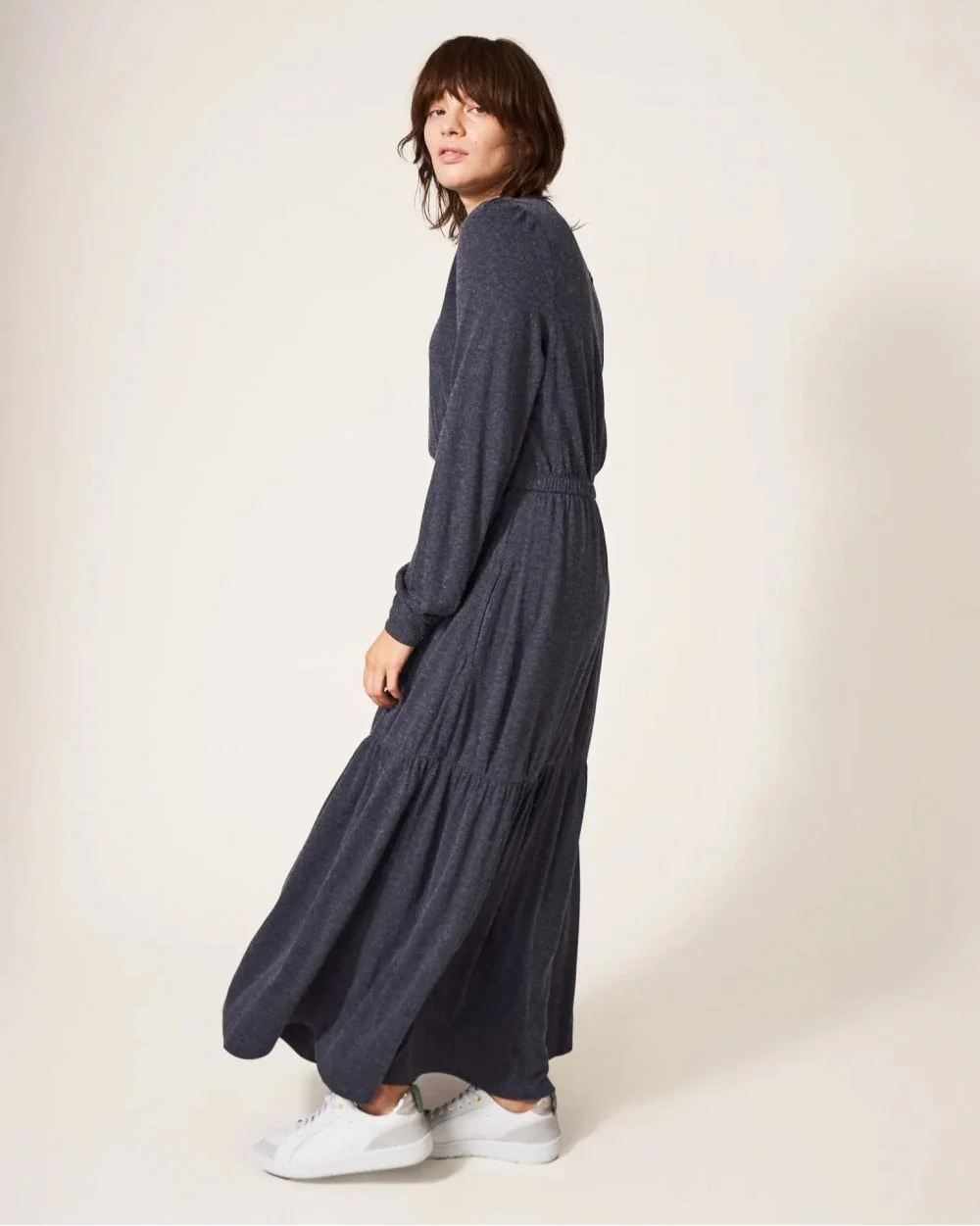 Olive Wool Mix Jersey Dress - Image 8